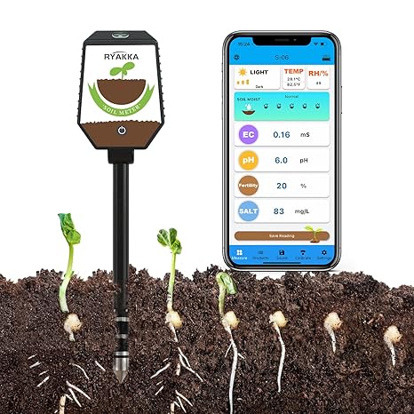 RYAKKA 8-in-1 Bluetooth Soil Tester