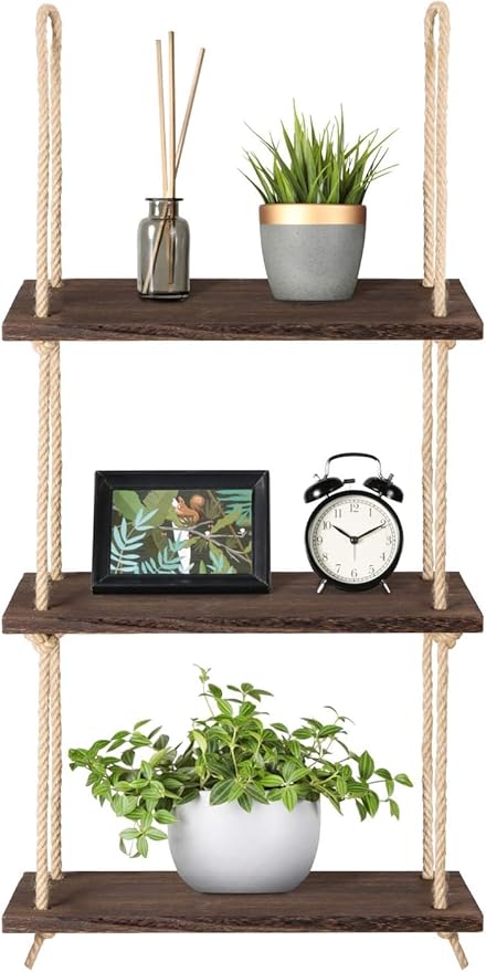 With the Mkono hanging rope shelf, turn your space upside down.