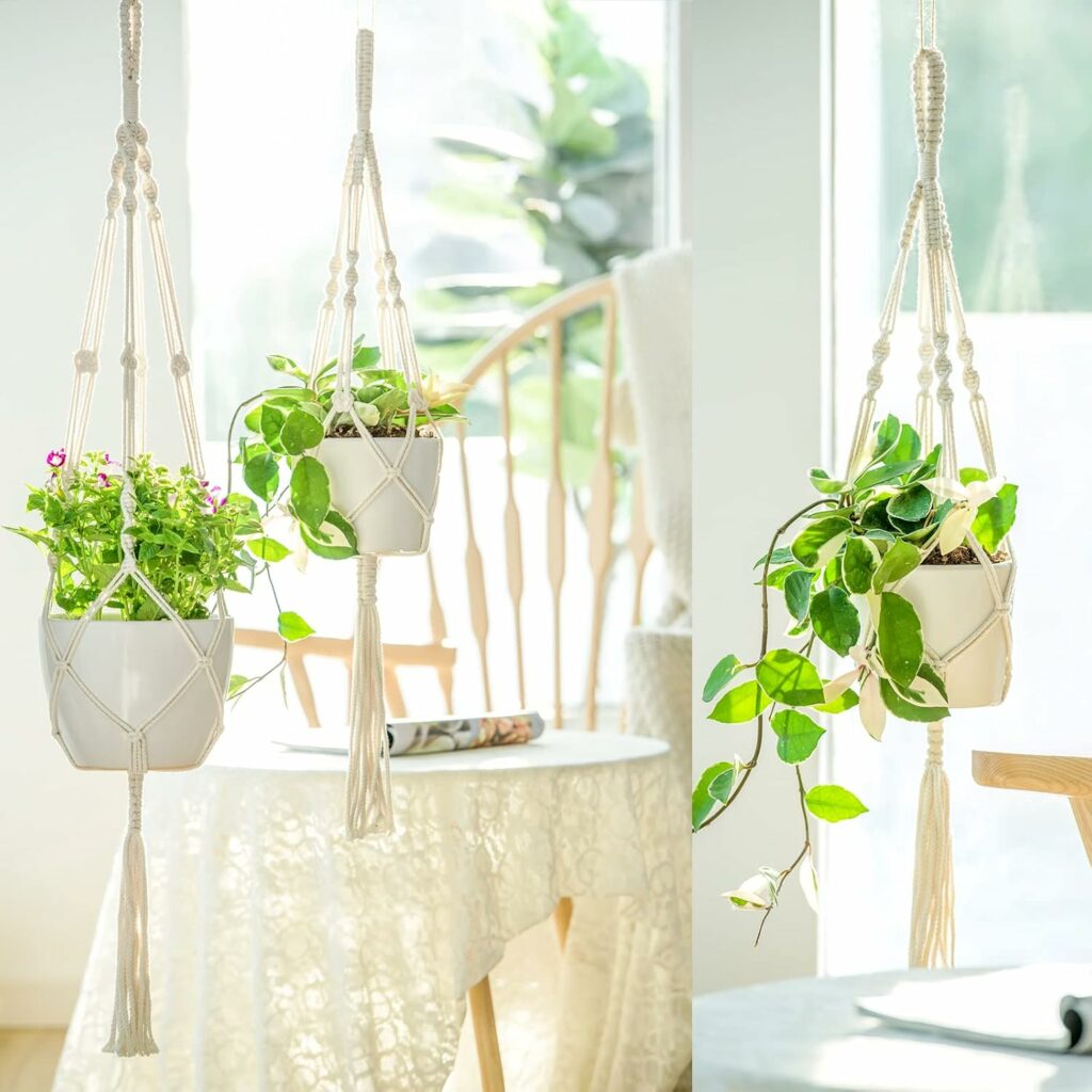 Mkono 3 Pack Macrame Plant Hangers